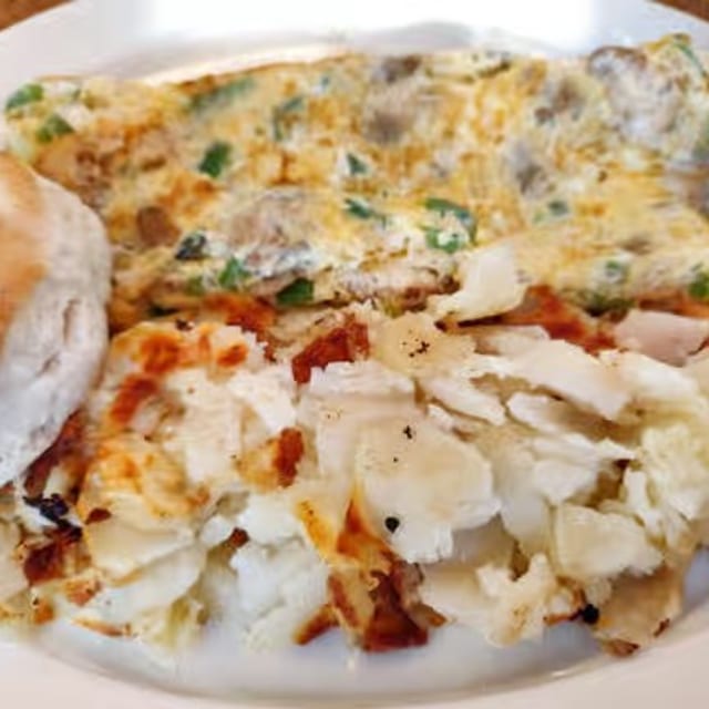 Onion, Pepper & Mushroom Omelette.