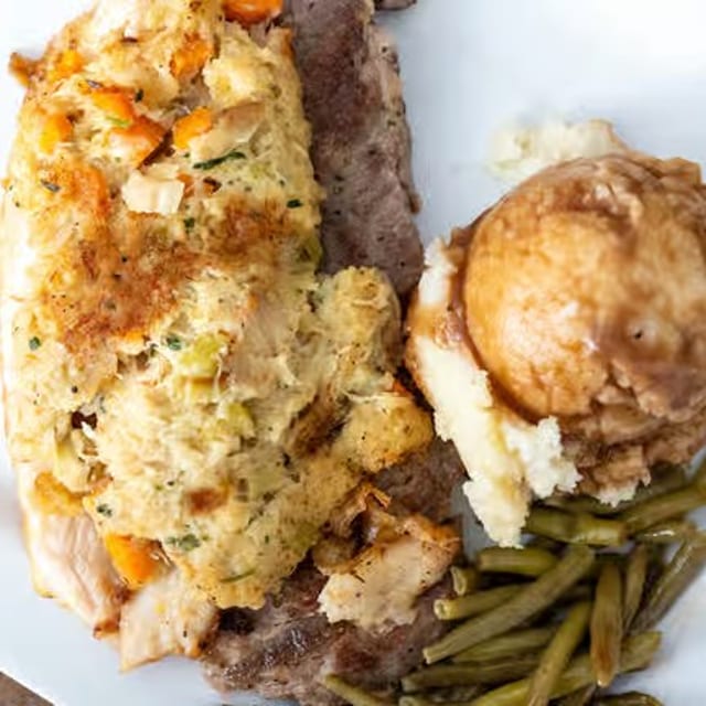 Steak and Fish Combination.