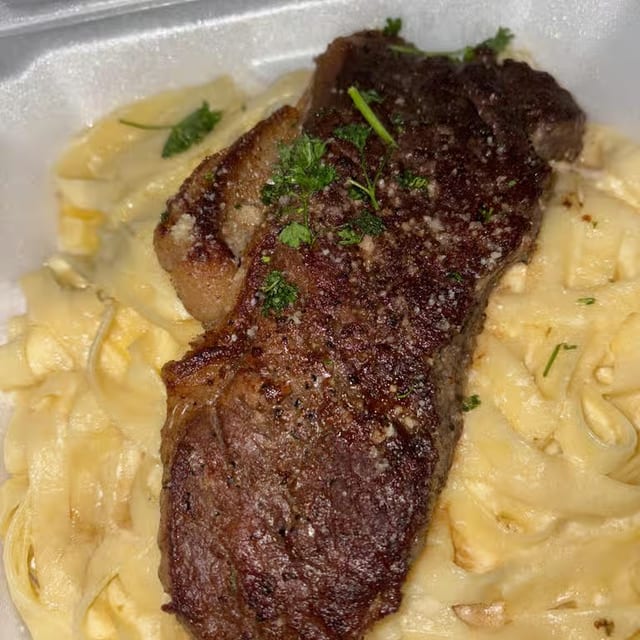 New York Steak and Alfredo.